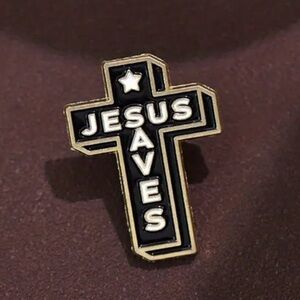 3/$25 Cross Pin “Jesus Saves” Unisex, Christian, Badge, Brooch, Flair